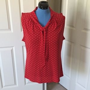Liz Claiborne Red & White Print Blouse - size XL